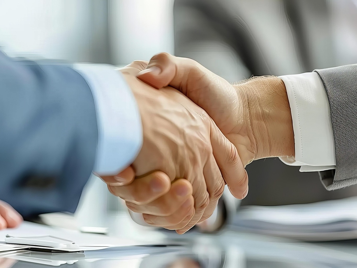 Zwei Hände werden geschüttelt. Hier können Sie Workshops & Keynotes buchen.